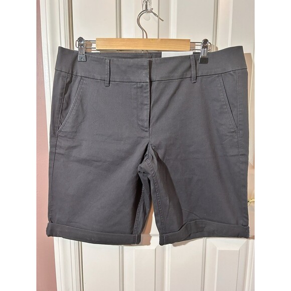 Loft Bermuda Roll Shorts Womens size 12 Stretch Dark Gray Mid Rise - Picture 1 of 8